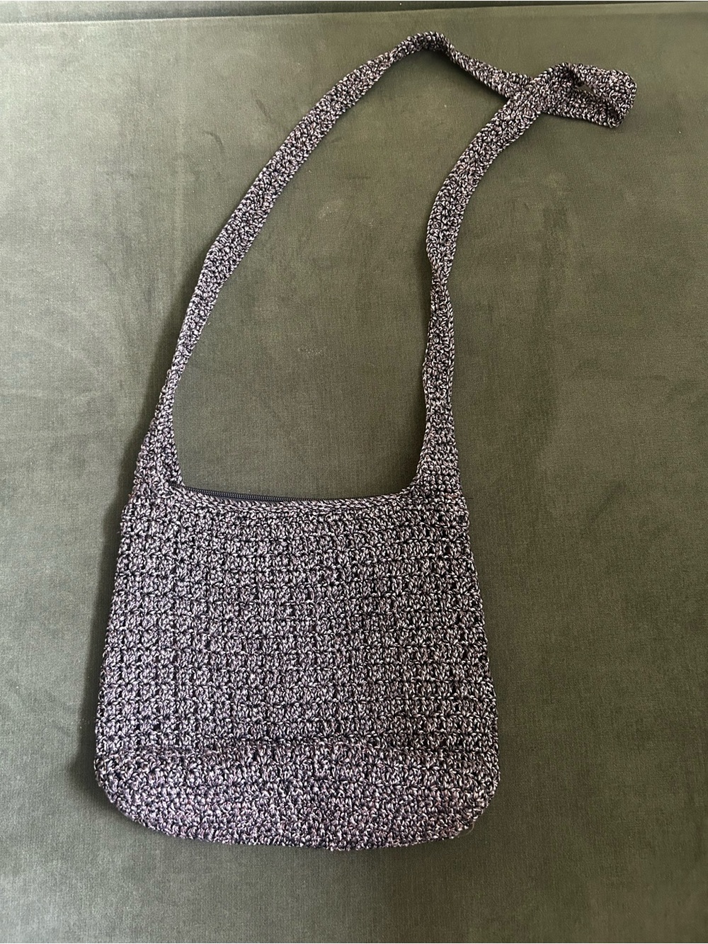 The Sak handwoven black and white crochet crossbody bag